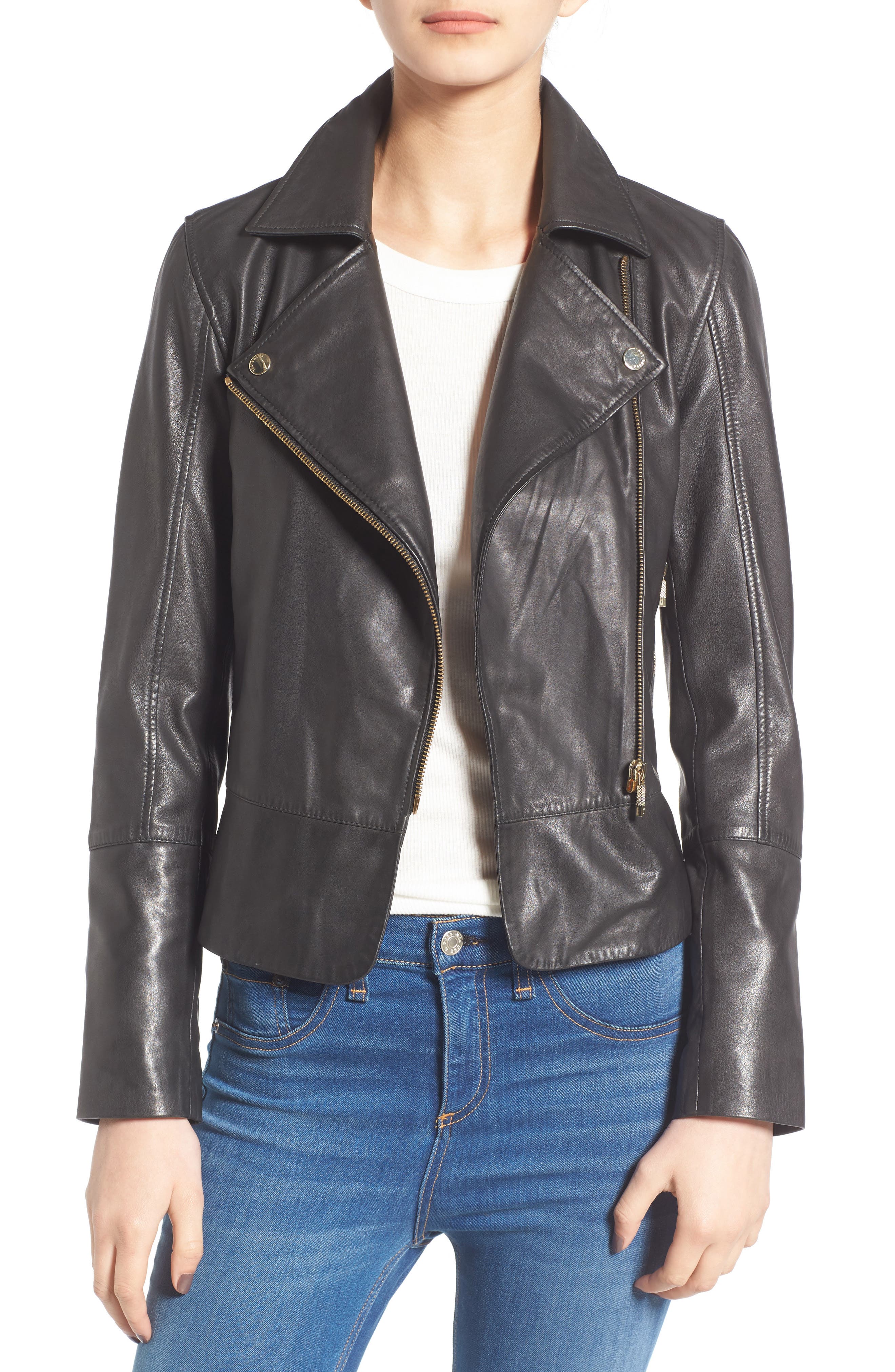 Ted Baker London Minimal Leather Biker Jacket Nordstrom