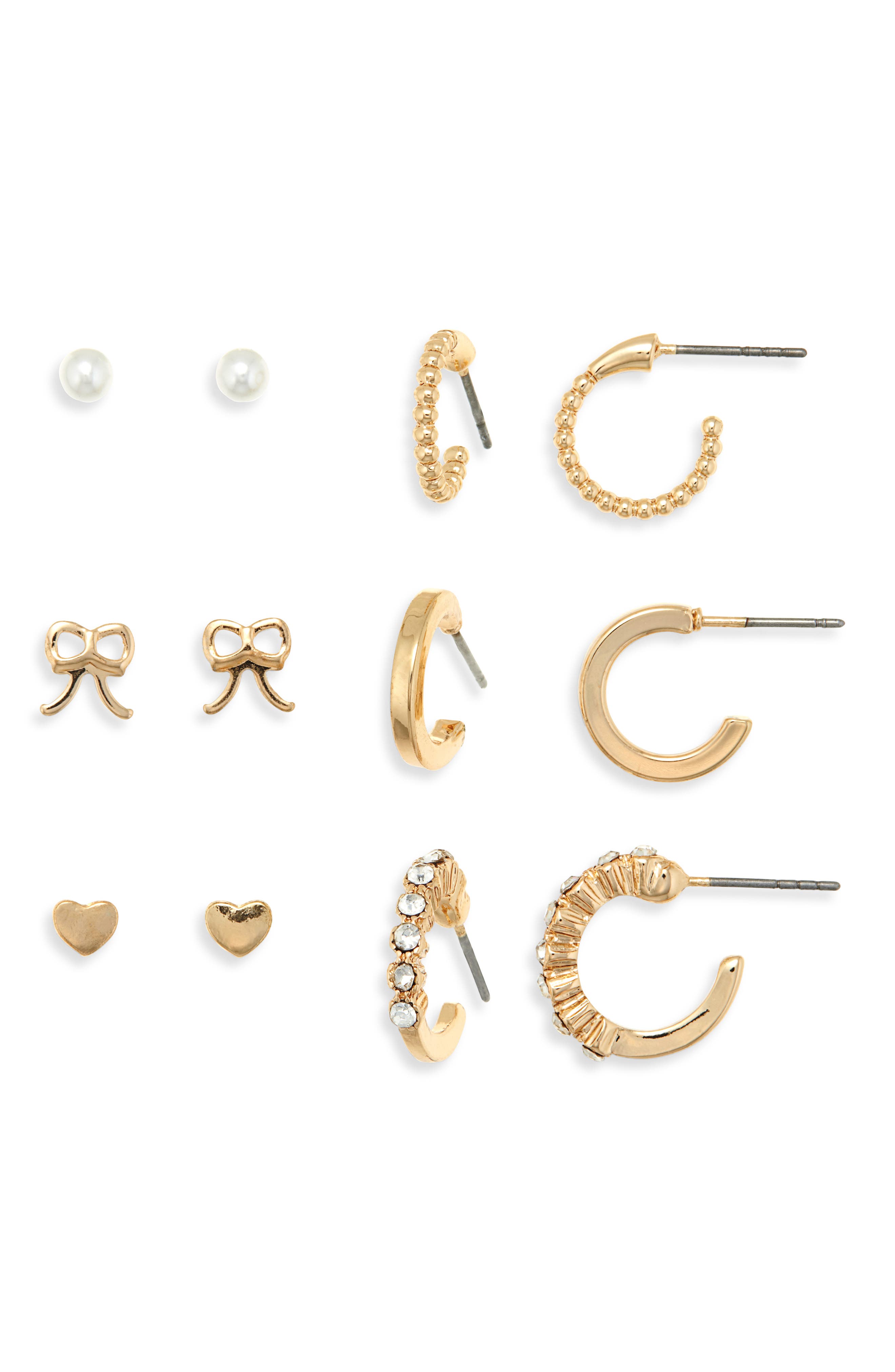 BP. Pretty Set of 6 Earrings in Gold 