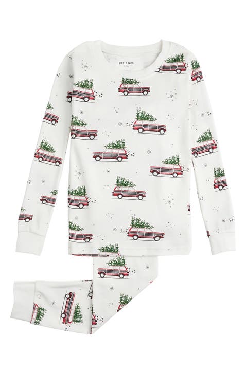 Christmas Station Wagon Print Cotton Fitted Two-Piece Pajamas (Baby)