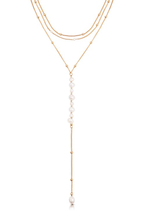 Shop Ettika Freshwater Pearl Dreams Y-necklace In Gold