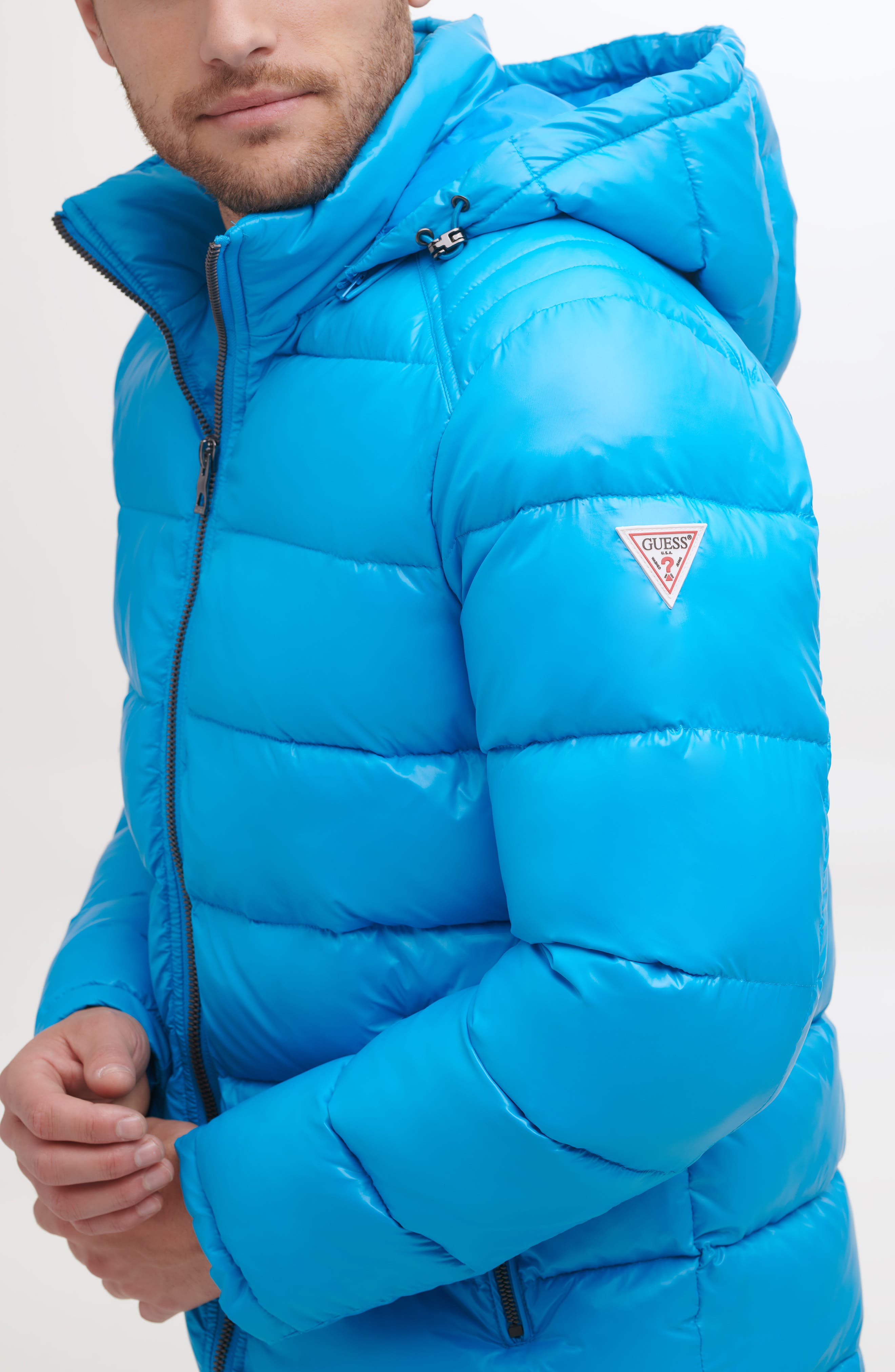 GUESS Hooded Solid Puffer Jacket Nordstromrack