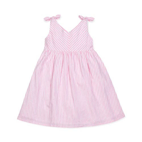 Hope & Henry Girls' Sleeveless Bow Shoulder Swing Dress, Infant In Classic Pink And White Stripe