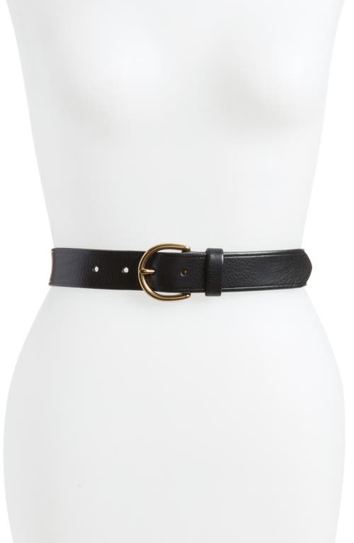 Madewell Medium Perfect Leather Belt In True Black/gold