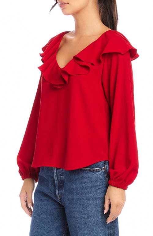 Shop Fifteen Twenty Rita Ruffle Top In Cherry