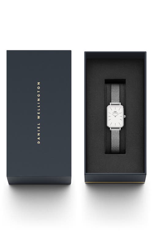Daniel Wellington Quadro Sterling Mesh Strap Watch, 20mm X 26mm In Black/white/silver