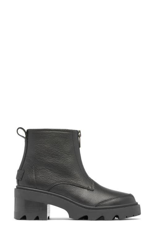 Sorel Joan Now Zip Low-heel Leather Booties In Black/black