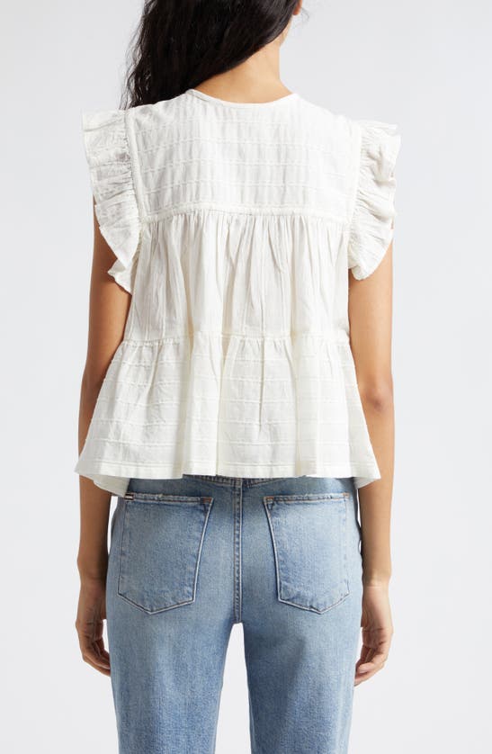 Shop Mille Chelsea Ruffle Cotton Blend Top In Casablanca