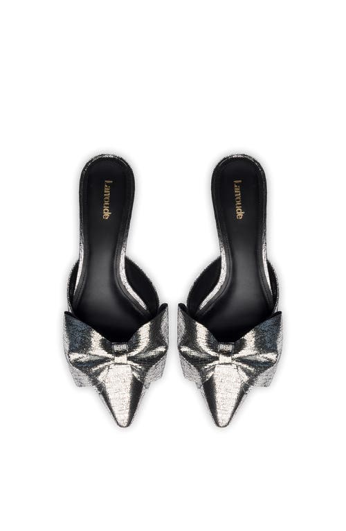 Shop Larroude Larroudé Elle Flat Mule In Silver