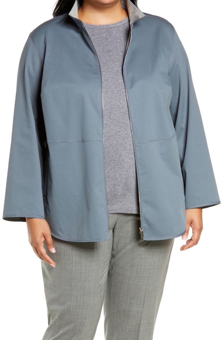 LAFAYETTE 148 NEW YORK Ansel Stretch Cotton Jacket, Main, color, OCEANA