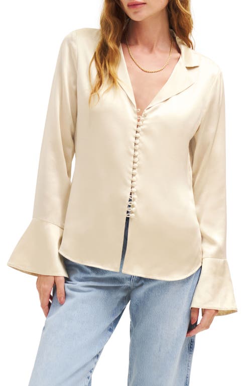 Jeremiah Silk Button-Up Shirt in Almond