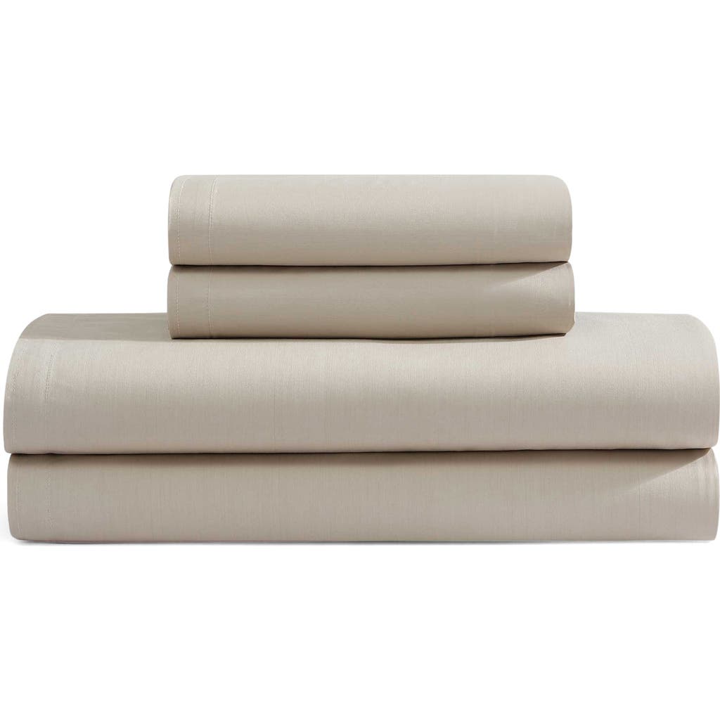 Shop Calvin Klein Naturals 240 Thread Count Cotton Blend Sheet Set In Beige/tan