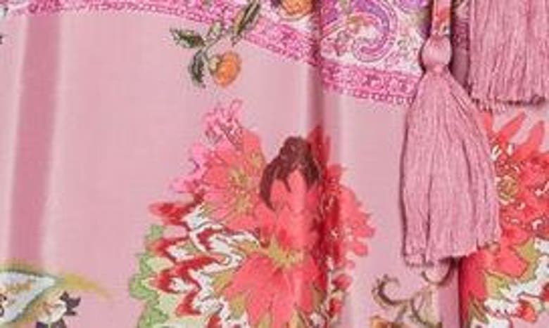 Shop T Tahari Airflow Drawstring Wide Leg Pants In Pink Border Paisley