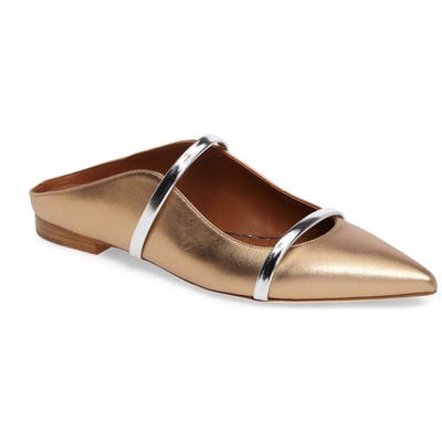 Malone Souliers Maureen Pointy Toe Flat, Metallic