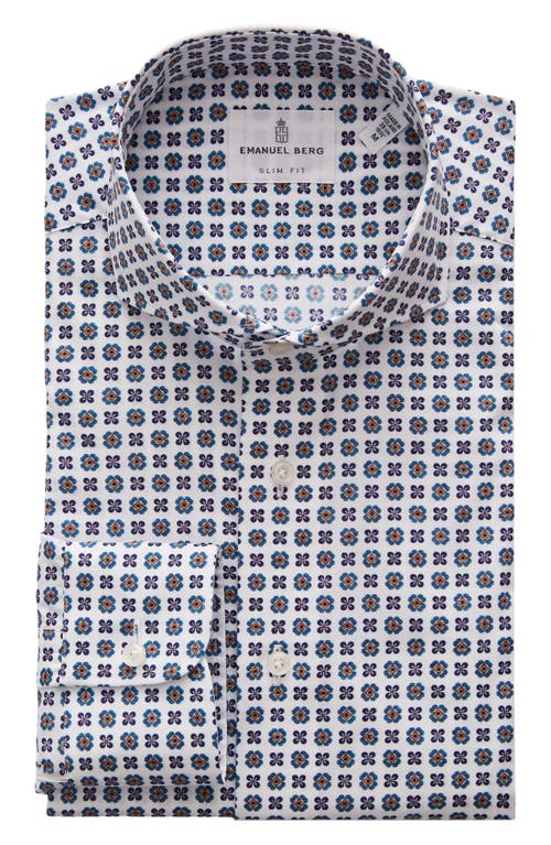 Emanuel Berg Modern Fit Floral Stretch Button-up Shirt In Blue