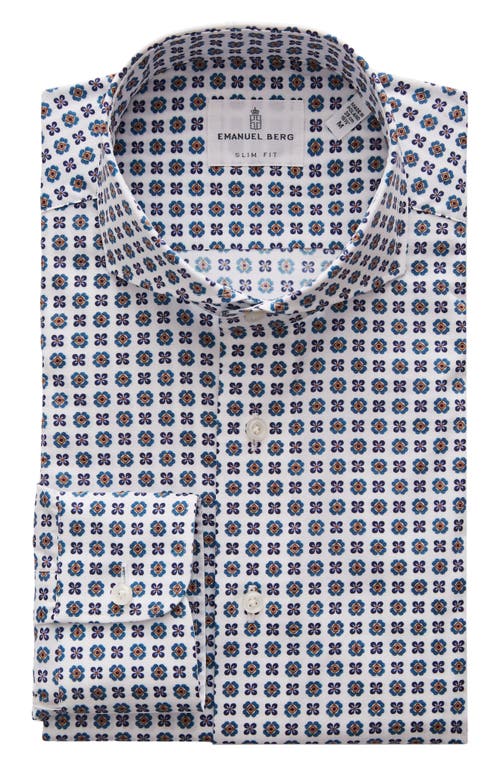 Shop Emanuel Berg Modern Fit Floral Stretch Button-up Shirt In Blue