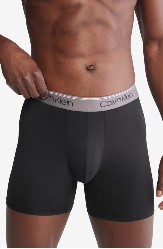 Shop Calvin Klein 3-pack Low Rise Microfiber Stretch Boxer Briefs In Black/charcoal/red/blue