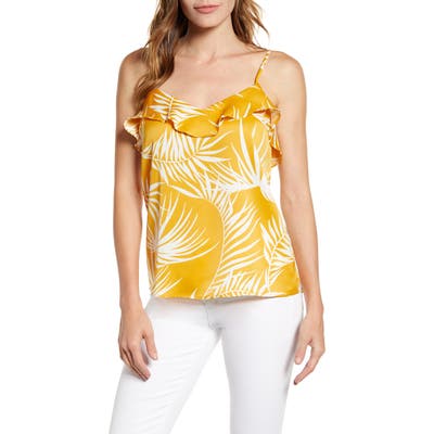 Gibson X Hot Summer Nights Two Peas Ruffle Detail Satin Camisole, Yellow (Nordstrom Exclusive)