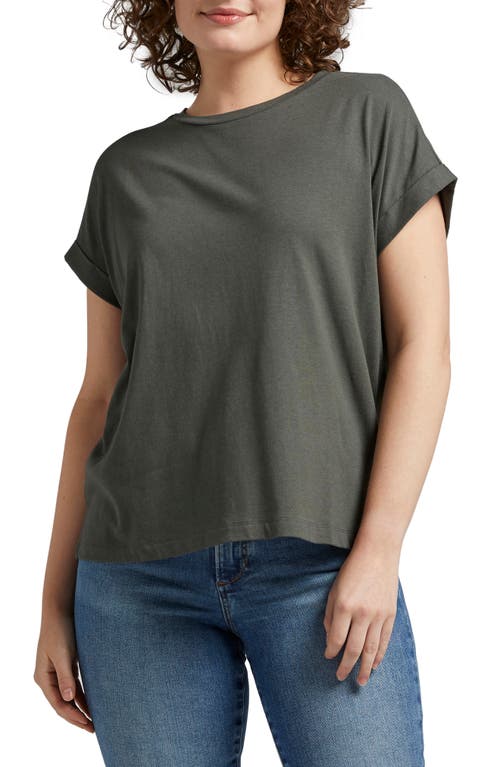 Drapey Cuff Cotton & Modal T-Shirt in Olive
