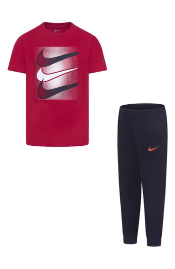 Nike Kids' Swoosh T-shirt & Joggers Set In Animal Print