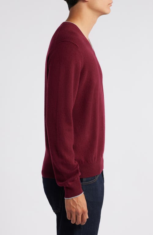 Lorenzo Uomo Tipped Merino Wool Sweater In Bordeaux