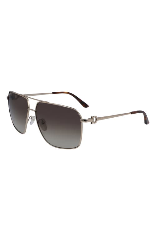 Shop Ferragamo 62mm Oversize Gradient Navigator Sunglasses In Shiny Gold/brown