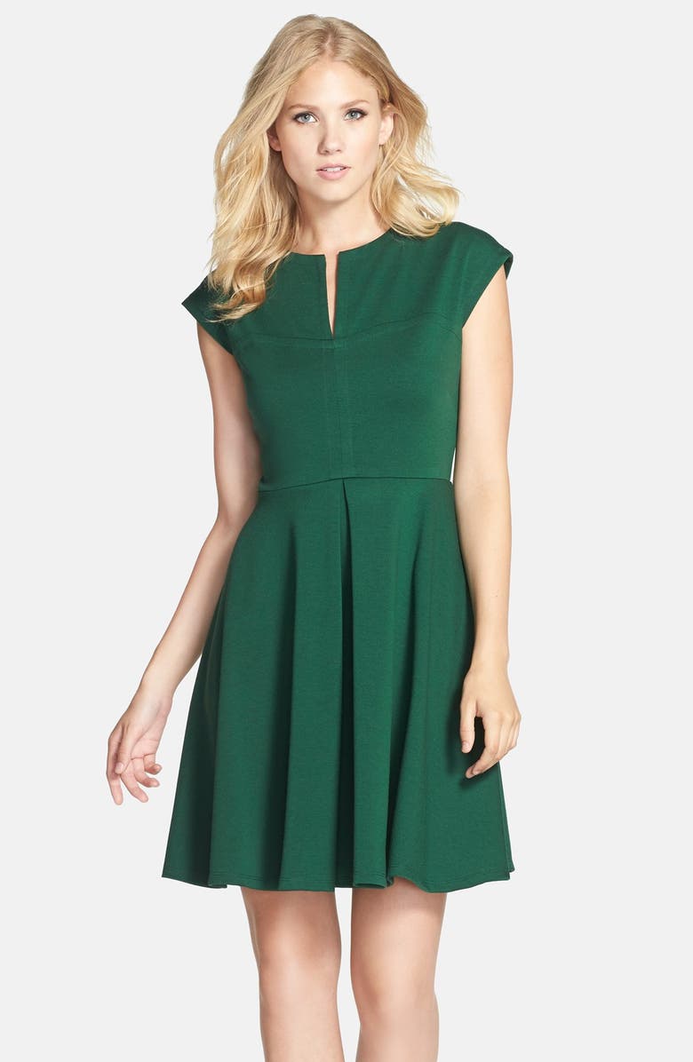 Gabby Skye Pleat Front Ponte Fit & Flare Dress | Nordstrom