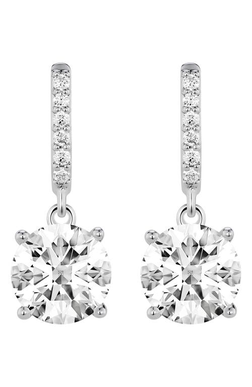 Round Lab Grown Diamond Drop Earrings in 2.0Ctw White Gold