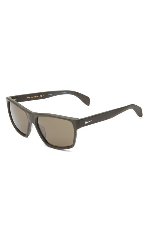 Rag & Bone 58mm Rectangular Sunglasses In Matte Green