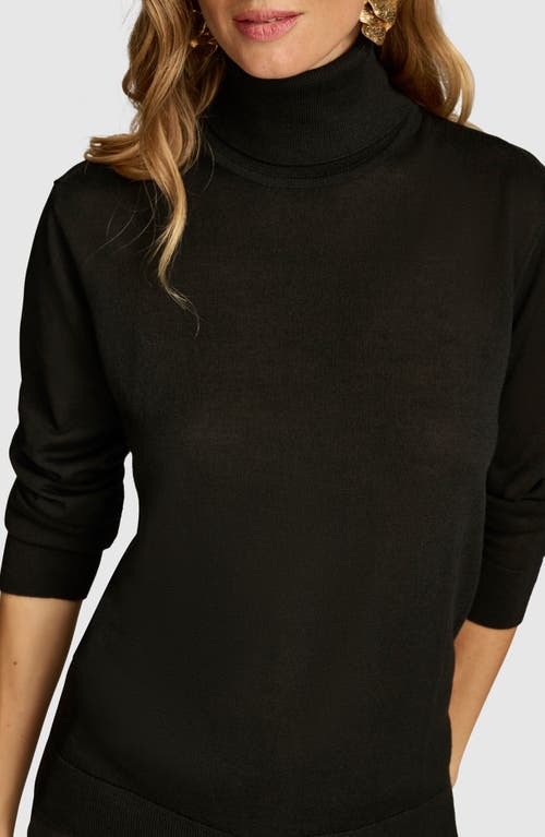 Shop Donna Karan New York High-low Turtleneck Merino Wool Sweater In Black