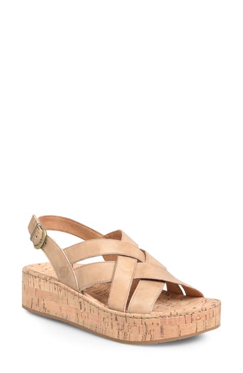 beige leather wedge sandals