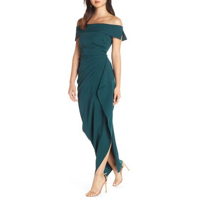 Vince Camuto Off The Shoulder Crepe Gown, Green