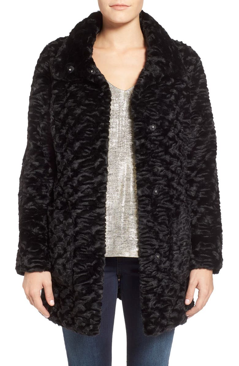 Eliza J Collared Faux Fur Coat | Nordstrom
