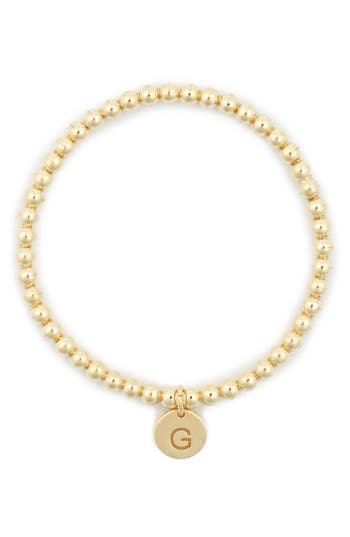 Meshmerise Initial Charm Ball Stretch Bracelet In Yellow-g