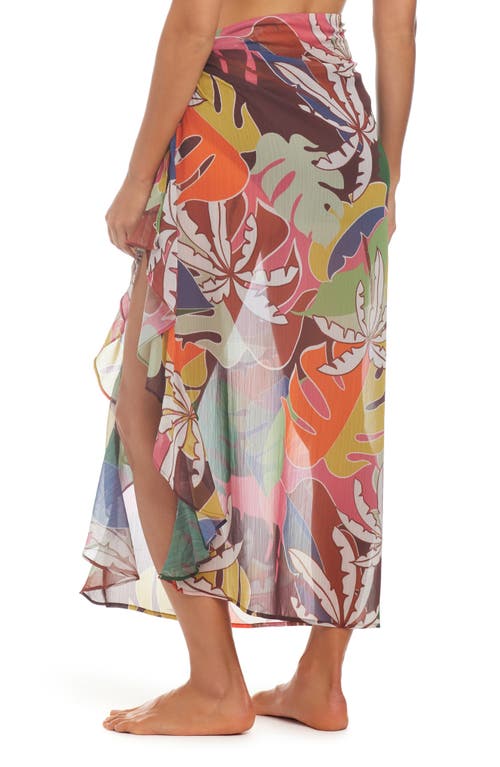 Shop Rod Beattie Tropical Chiffon Sarong Cover-up In Brown Multi