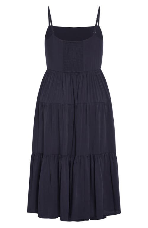 Shop City Chic Mystic Tiered Midi Sundress In Navy