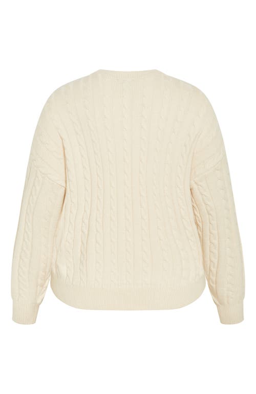 Shop City Chic Kenia Cable Sweater In Cream