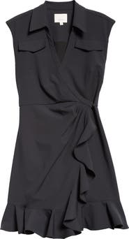 Cinq à Sept Zenni Ruffle Sleeveless Wrap Dress