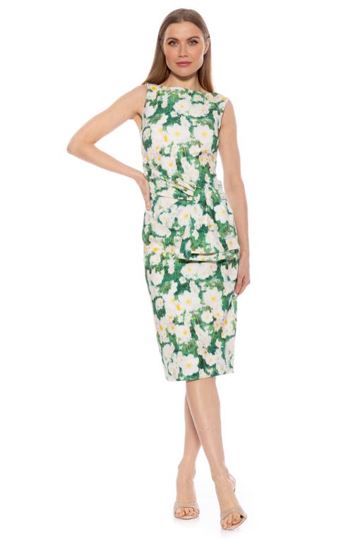 Shop Alexia Admor Tie Detail Sleeveless Sheath Dress In Green Abstract