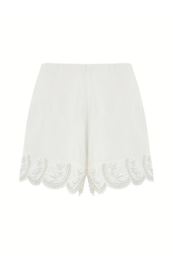 Shop Nocturne Stone Detailed Shorts In White