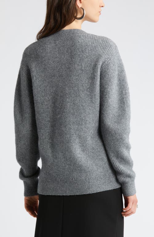 Shop Nordstrom Rib V-neck Sweater In Grey Dark Heather