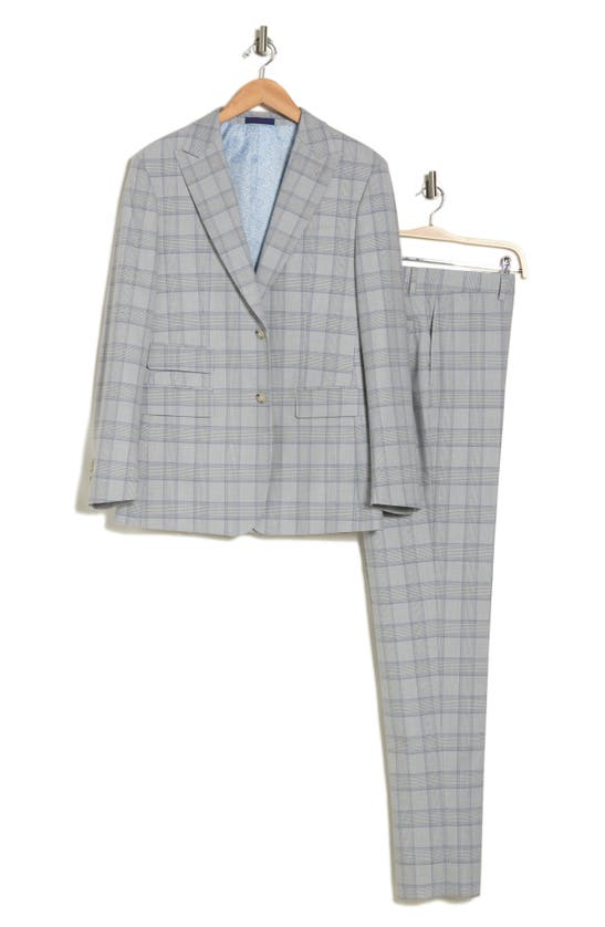 Shop English Laundry Plaid Trim Fit Peak Lapel Two-piece Suit In Gray