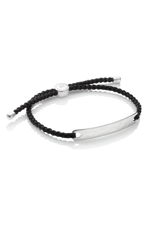 Men's Havana Engravable Friendship Bracelet in Silver/Black