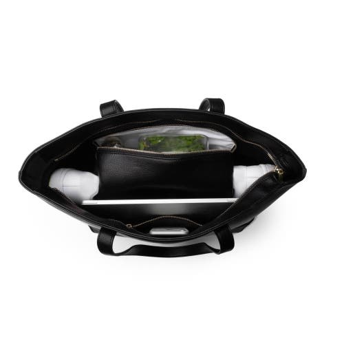 Modern Picnic The Grained Vegan Leather Tote In Black