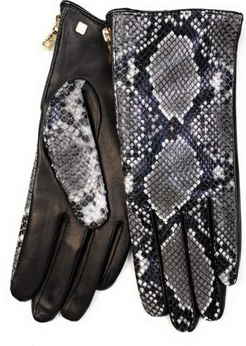 Bruno Magli Snakeskin Print Leather Gloves Nordstromrack