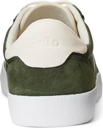 Ralph Lauren Court Vulcanised Leather Trainers, White/Green at