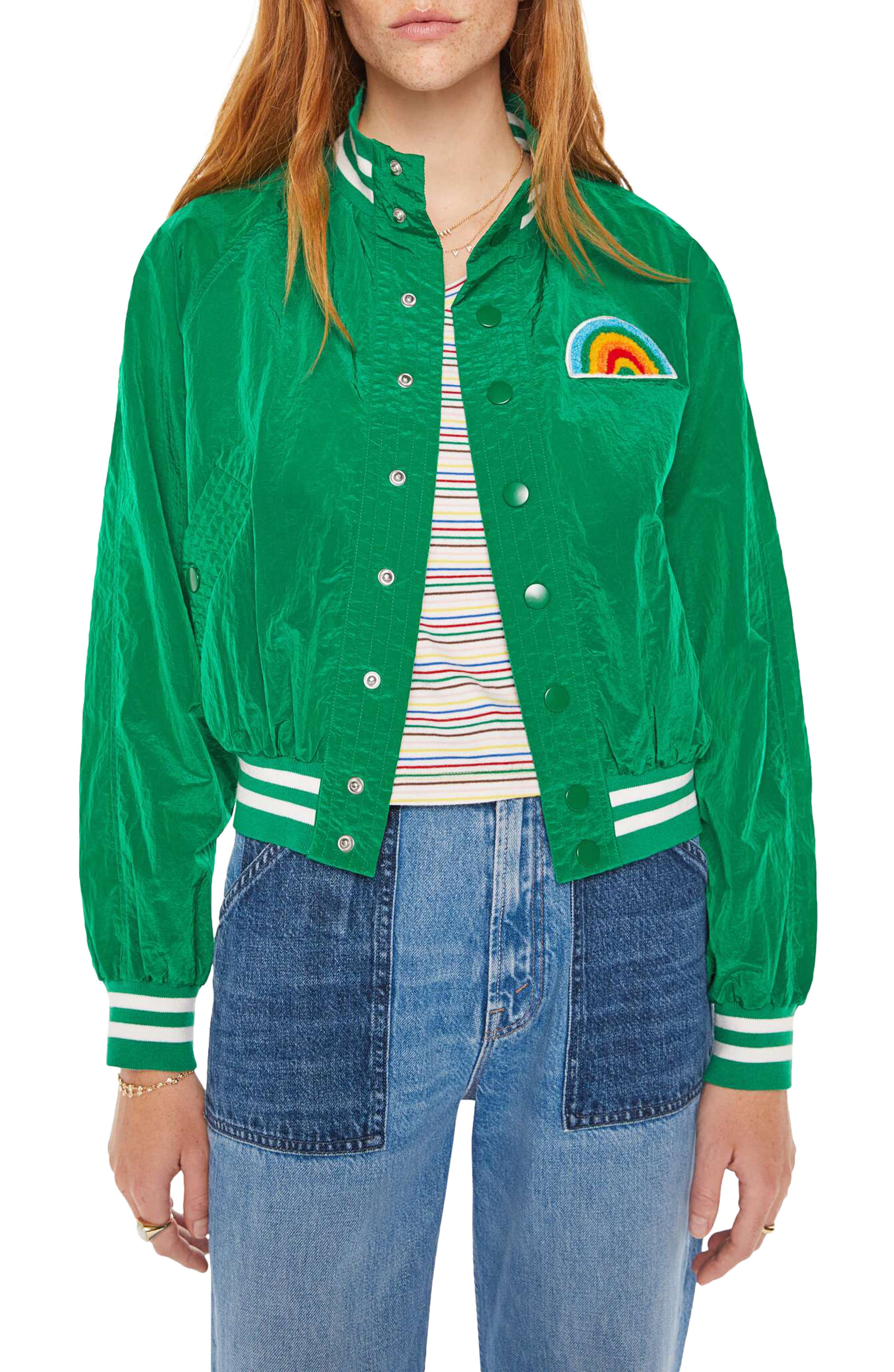 MOTHER The Second Wind Bomber Jacket in Green Machine Smart Closet