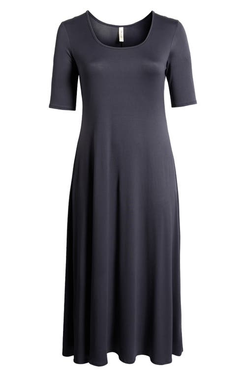 Shop 24seven Comfort Apparel Scoop Neck Jersey Maxi Dress In Charcoal