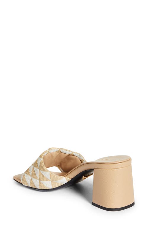 Shop Prada Triangle Jacquard Slide Sandal In Corda/talco