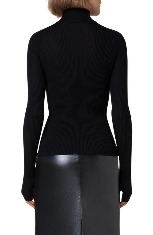 Akris Turtleneck Cashmere-silk Fine Rib Seamless Sweater In Black
