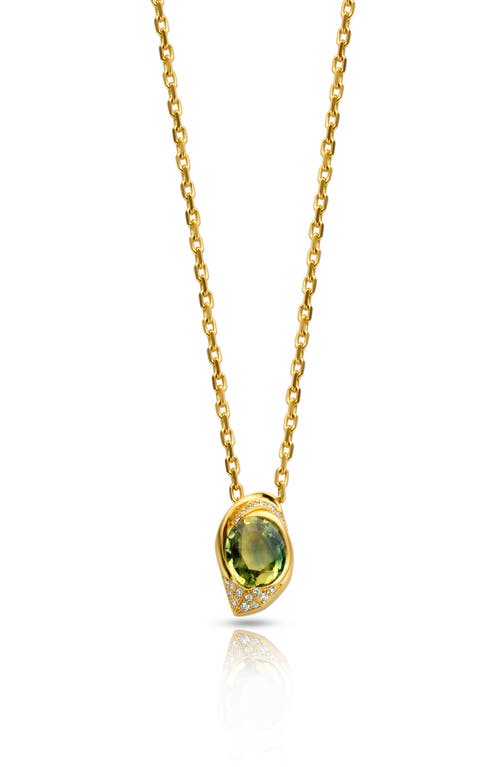 Flux Tsavorite & Diamond Pendant Necklace in Green